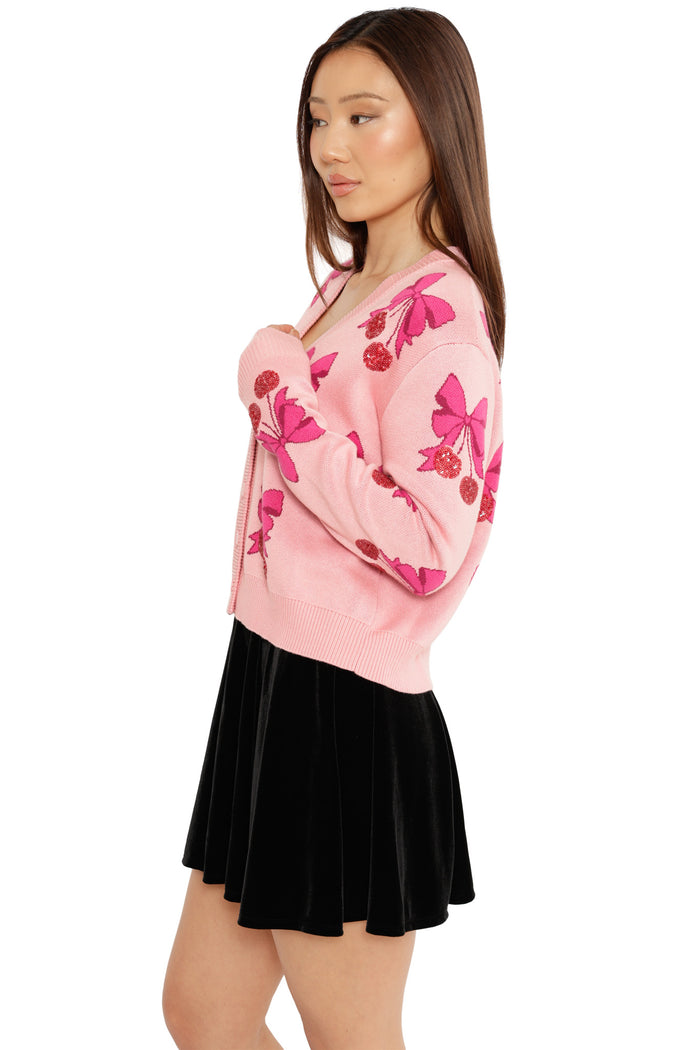 pink christmas jumper cropped knit festive layering piece