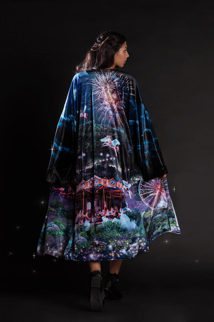 BlackMilk Clothing - Merry Go Gallop Velvet Split Kimono