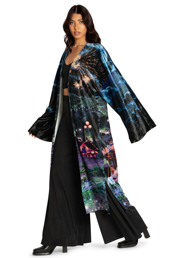 BlackMilk Clothing - Merry Go Gallop Velvet Split Kimono