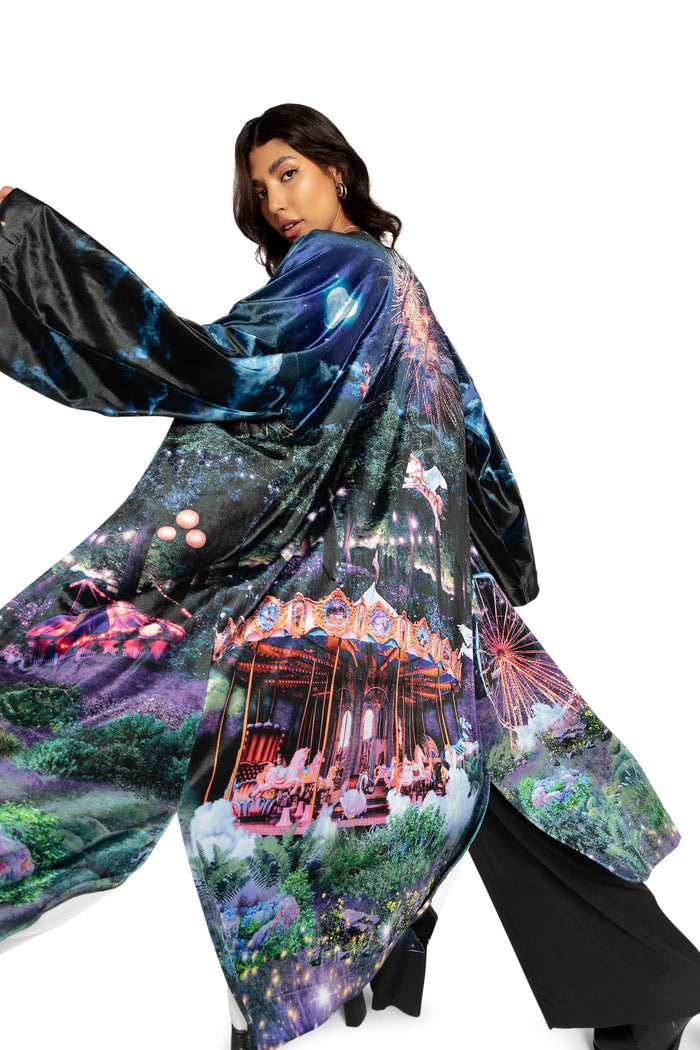BlackMilk Clothing - Merry Go Gallop Velvet Split Kimono