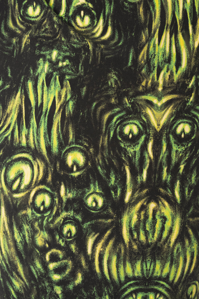 BlackMilk Mesmereyes Cotton Giant Tee – green hypnotic eyeball print oversized unisex cotton Halloween tee, part of the BlackMilk Clothing Halloween collection
