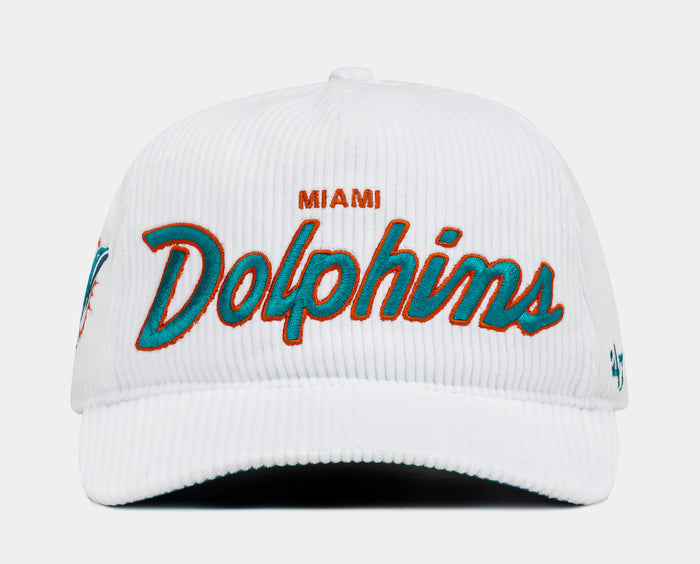 Miami Dolphins Corduroy Snapback Mens Hat (White/Teal)