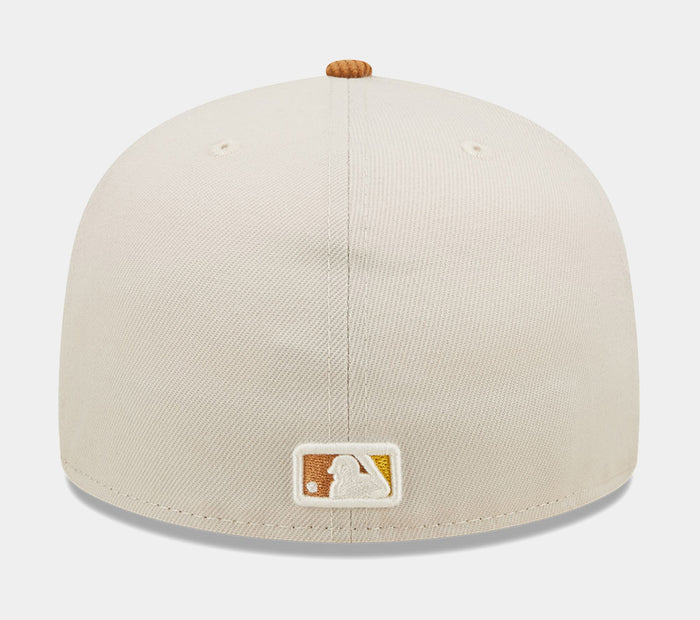 Miami Marlins Corduroy Visor 59FIFTY Mens Fitted Hat (White/Brown)