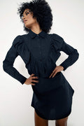 Midnight Frill Long Sleeve Shirt Dress