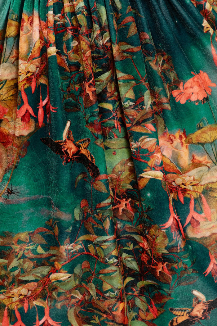 BlackMilk Clothing - Midsummer Night's Fairies Velvet Squared Up Bishop Longline Dress