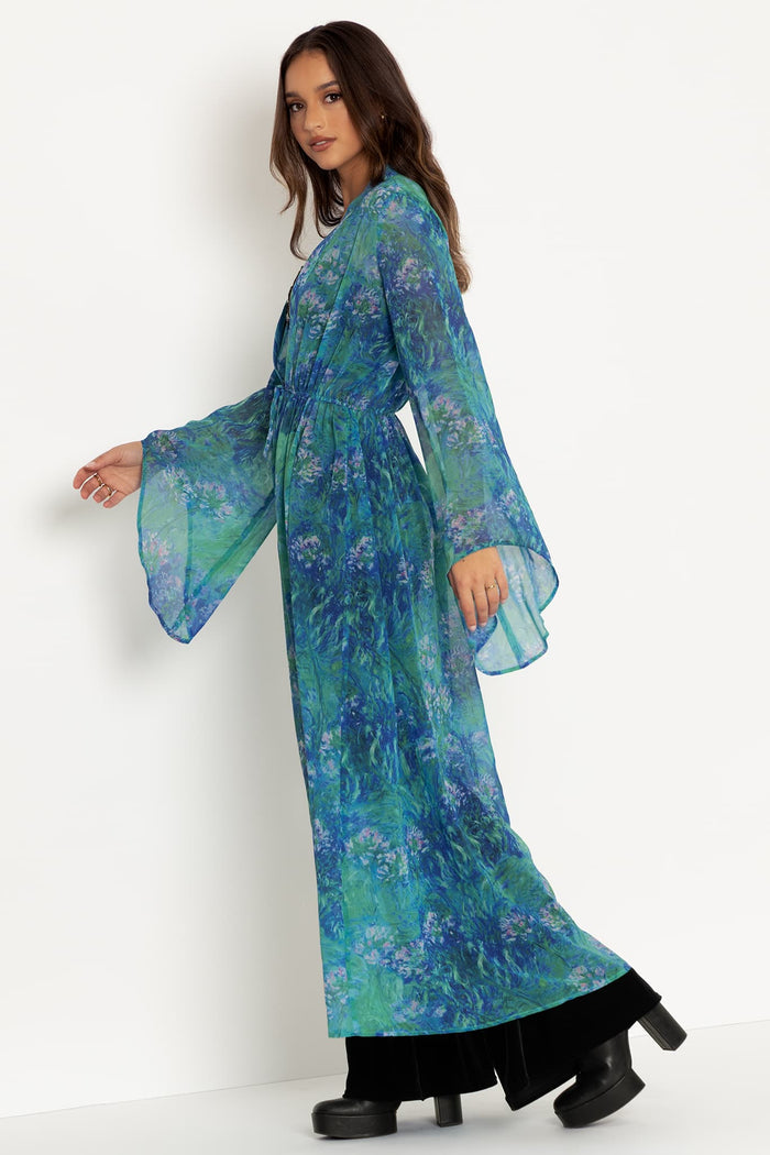 Monet Agapanthus Sheer Maxi Robe