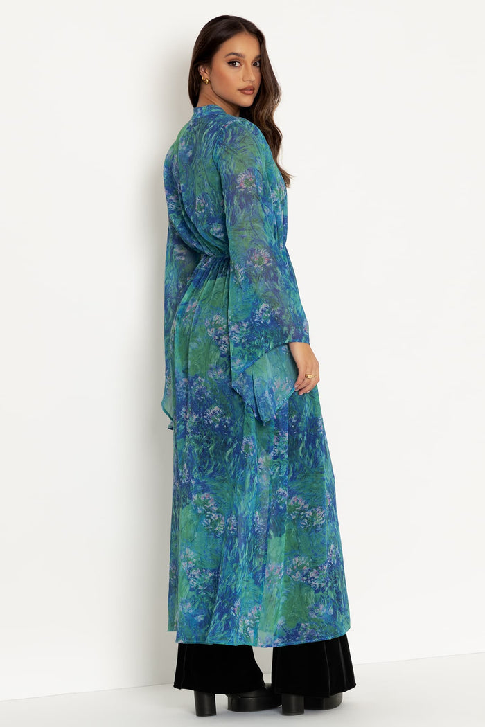 Monet Agapanthus Sheer Maxi Robe