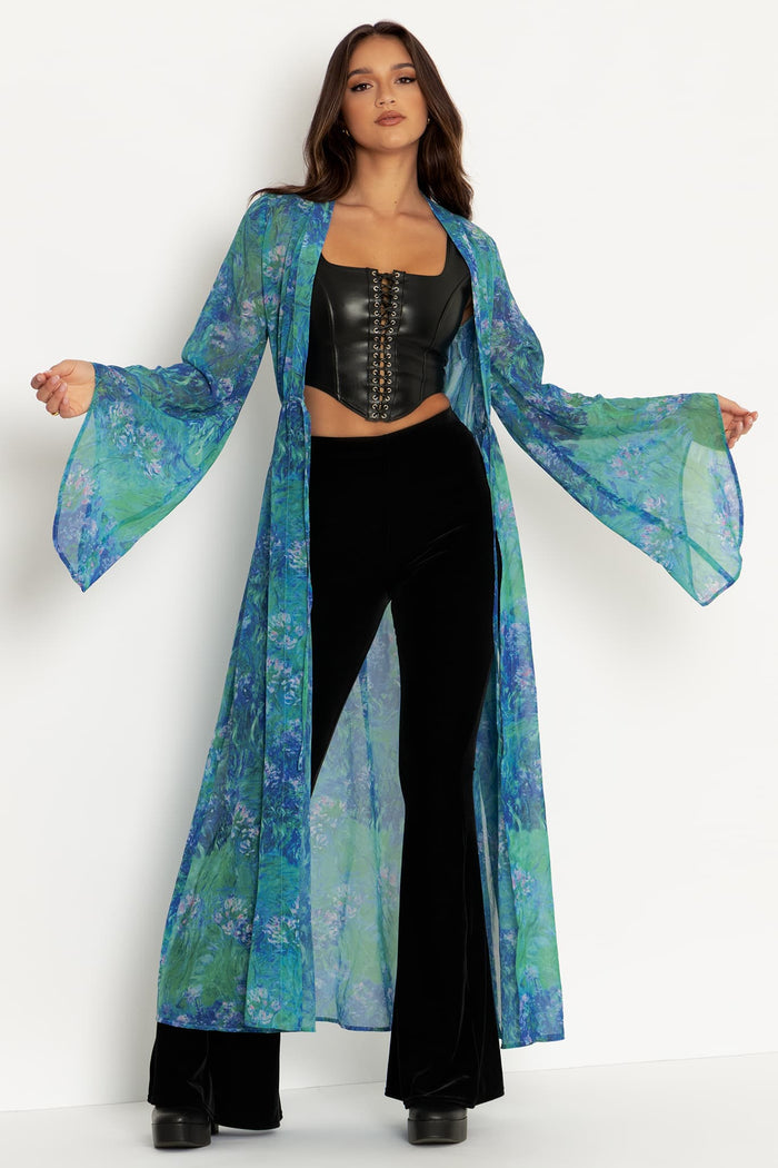 Monet Agapanthus Sheer Maxi Robe