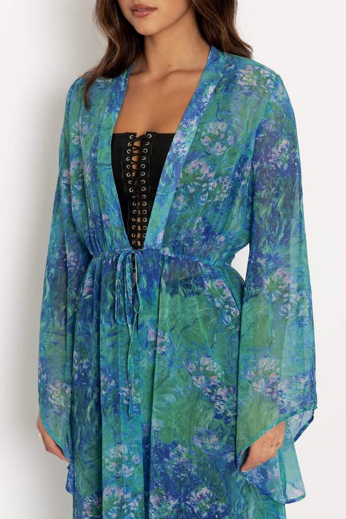 Monet Agapanthus Sheer Maxi Robe