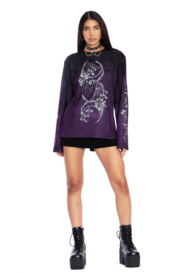 BlackMilk Clothing - Moon Magic Long Sleeve Oversized Tee