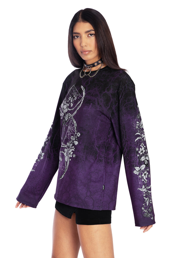 BlackMilk Clothing - Moon Magic Long Sleeve Oversized Tee