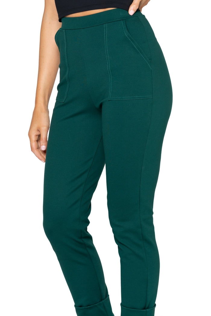 Moss Push It Ponte High Waisted Cuffed Pants