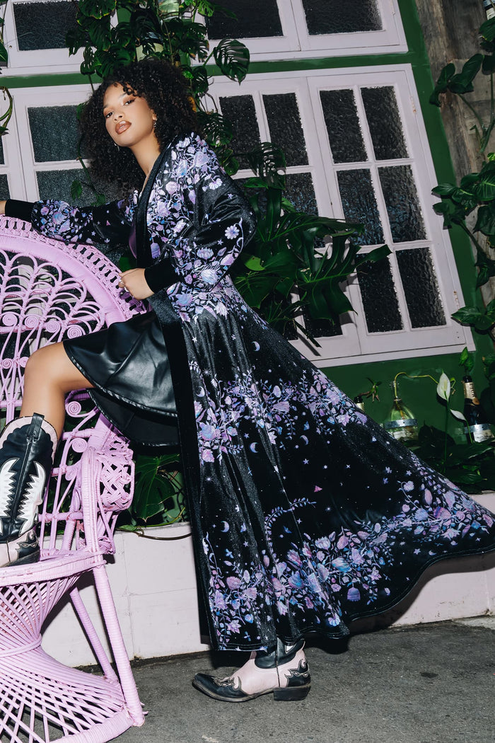 BlackMilk Clothing - Mother Of Pearl Velvet Maxi Jacket