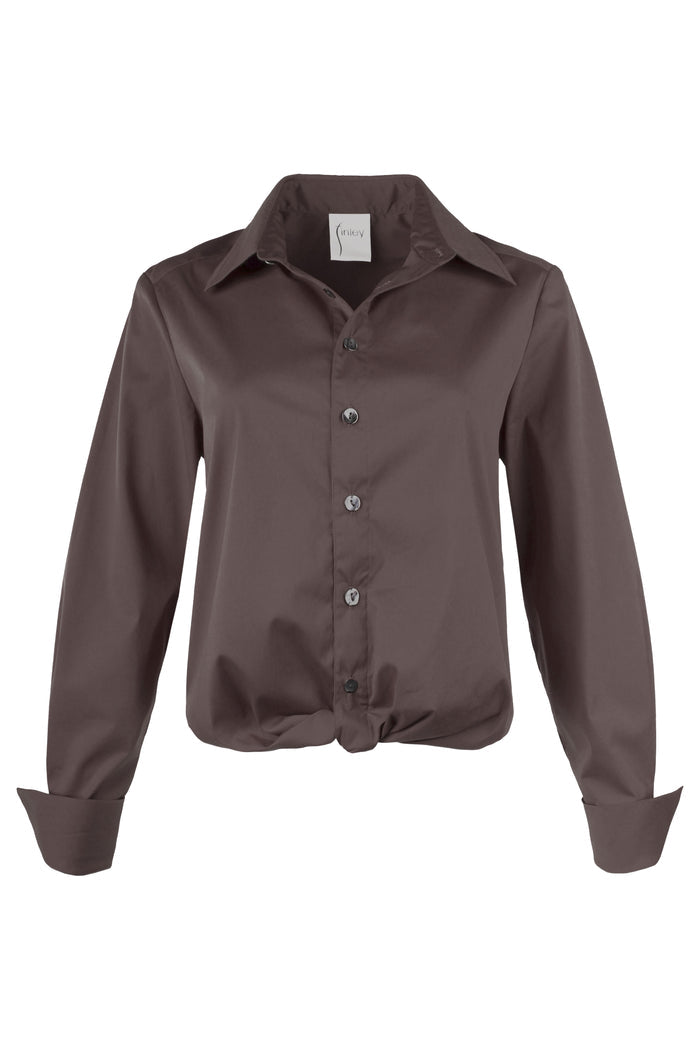 Moxie Shirt Chocolate Brown Silky Poplin