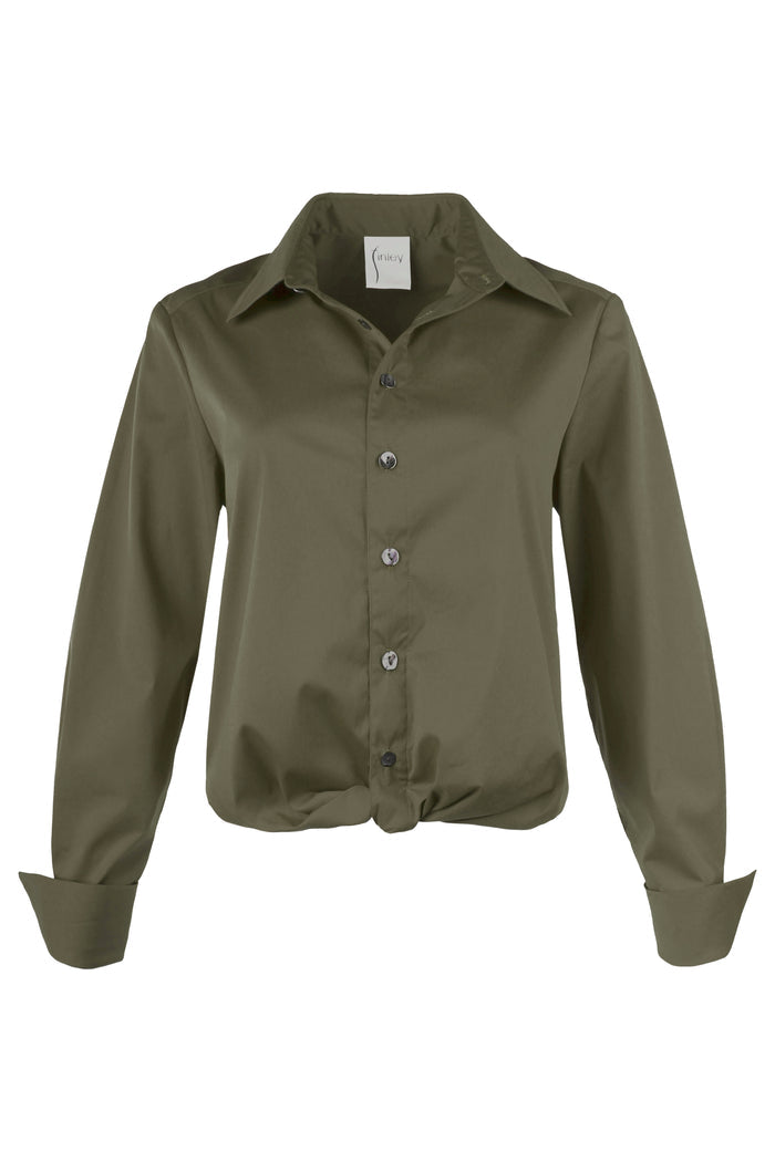 Moxie Shirt Olive Green Silky Poplin