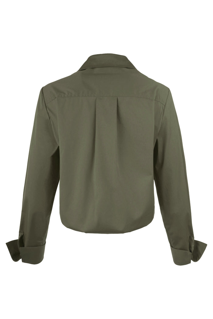 Moxie Shirt Olive Green Silky Poplin