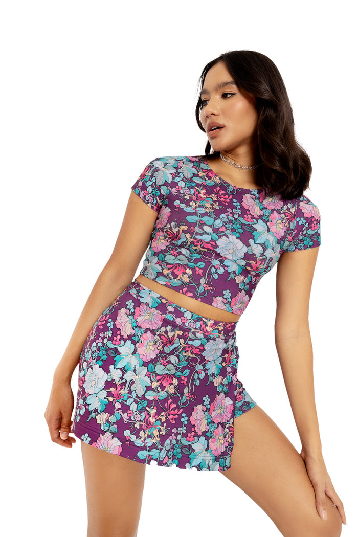 BlackMilk Clothing - Mucha Honeysuckle Toastie Cap Sleeve Crop