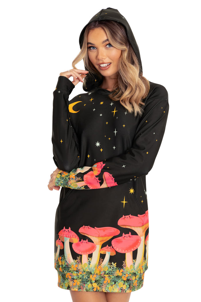 BlackMilk Clothing - Mushroom Cats Slouchy Hoodie