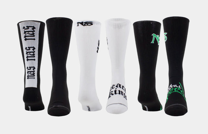 Nas 3 Pack Crew Mens Sock (Black)