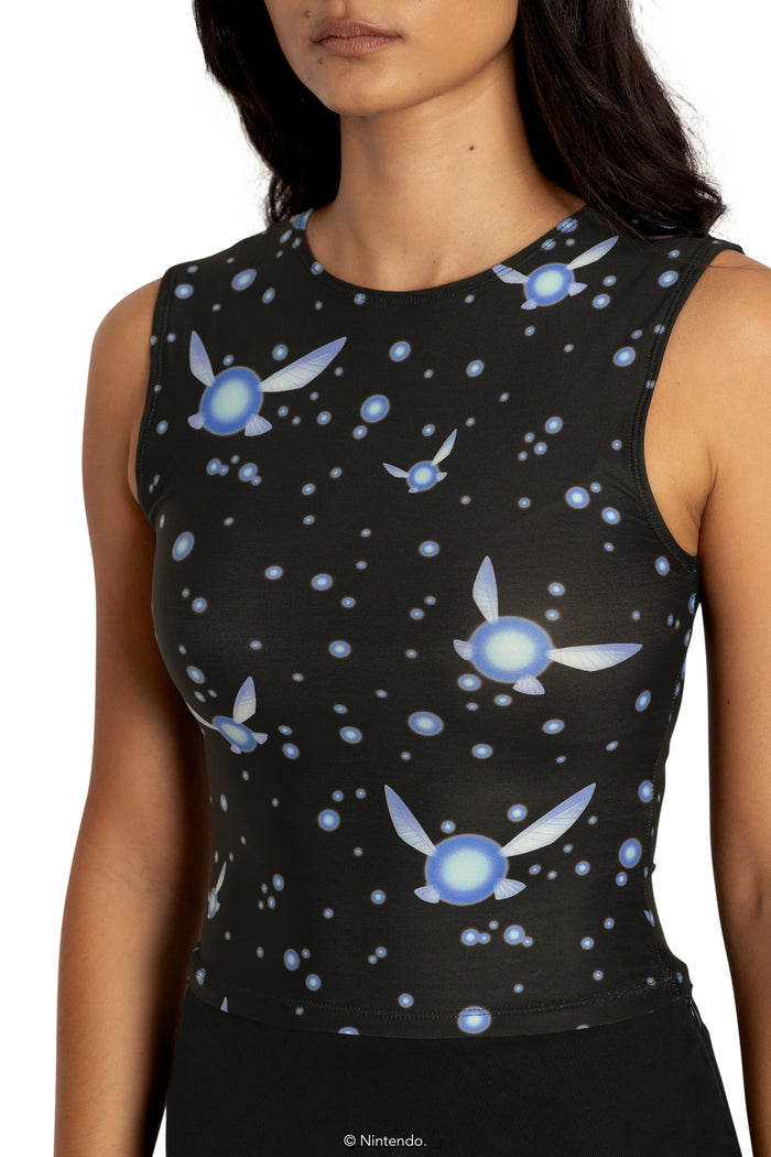 BlackMilk Clothing x Nintendo The Legend Of Zelda - Navi Crew Neck Cropped Tank - The Legend of Zelda Merchandise - Collaboration apparel - Licenced.