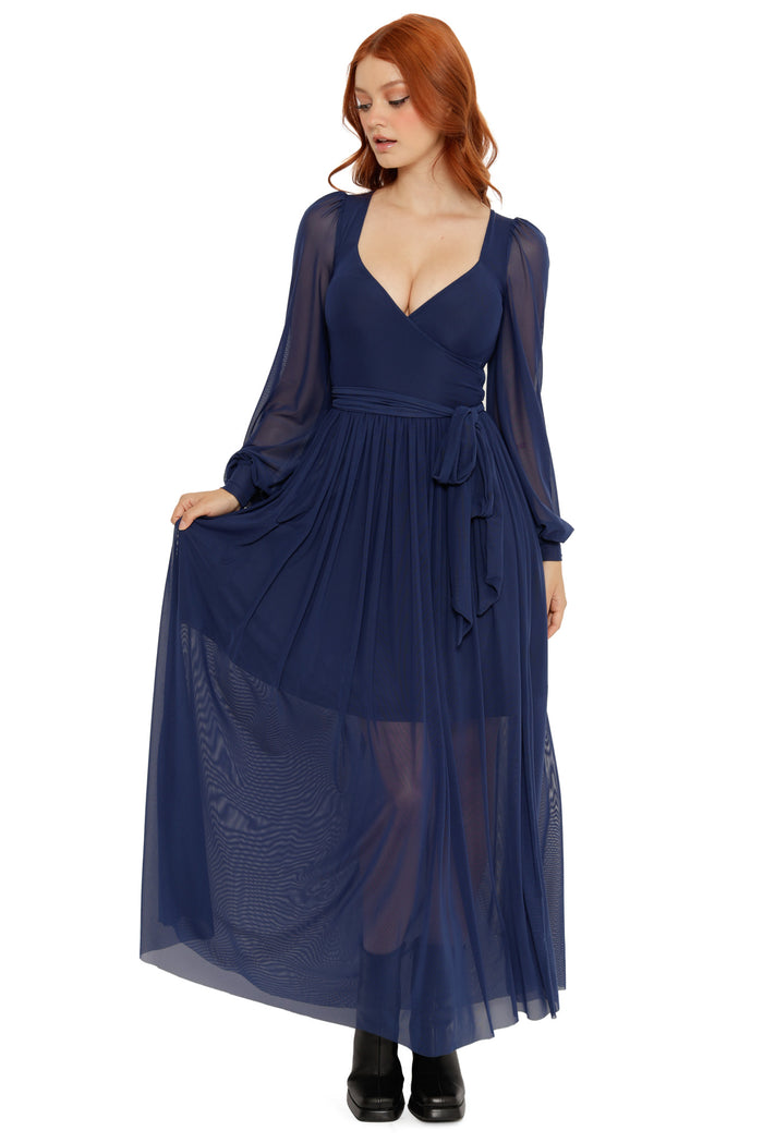 Navy Sheer Romance Maxi Dress