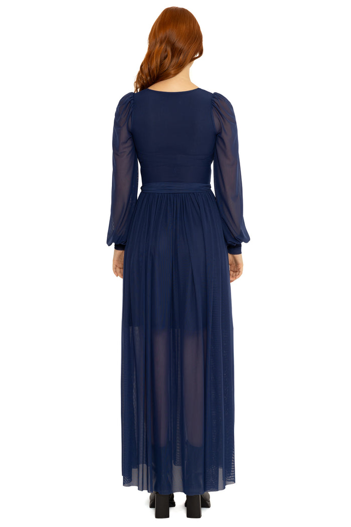 Navy Sheer Romance Maxi Dress