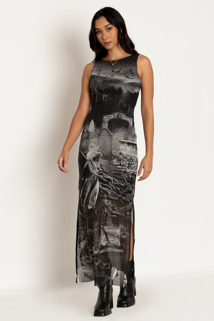 Necropolis Sheer Column Maxi Dress