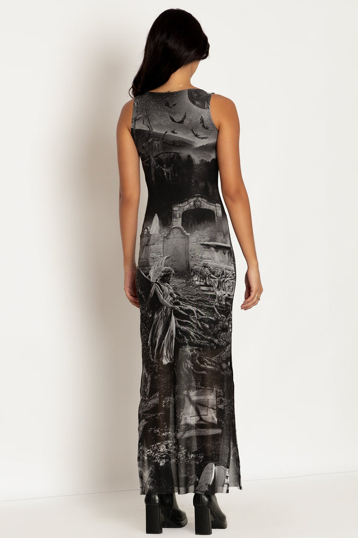 Necropolis Sheer Column Maxi Dress