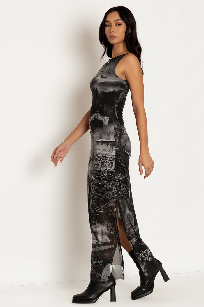 Necropolis Sheer Column Maxi Dress