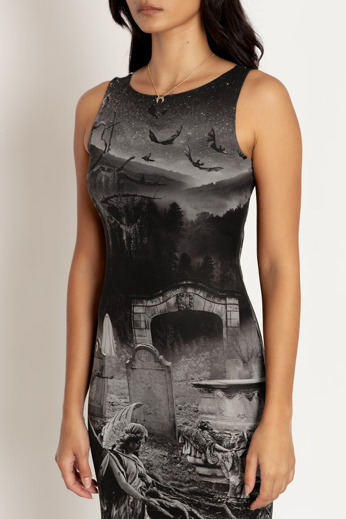 Necropolis Sheer Column Maxi Dress