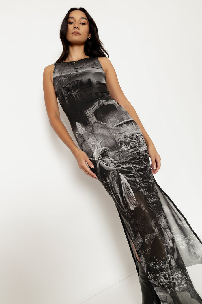 Necropolis Sheer Column Maxi Dress