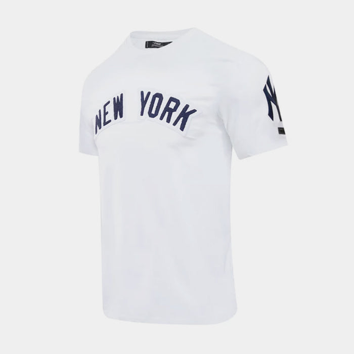 New York Yankees Classic Mens Short Sleeve Shirt (White/Navy)