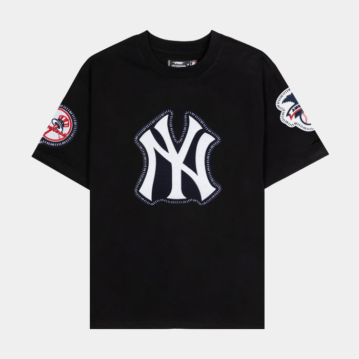 New York Yankees DIY Stitch Mens Short Sleeve Shirt (Black/Blue)