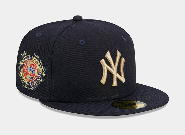 New York Yankees Laurel Side Patch 59FIFTY Mens Hat (Navy)