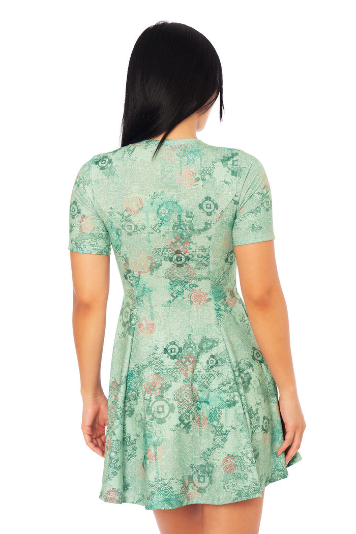 Avatar: The Last Airbender x BlackMilk Evil Tee Dress inspired by the Earth Kingdom, featuring Ba Sing Se themed all over print and skater style shape