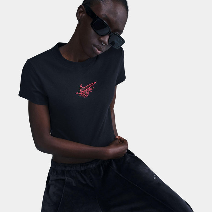 NSW Chill Knit Slim Cropped Womens Short Sleeve Shirt (Black)