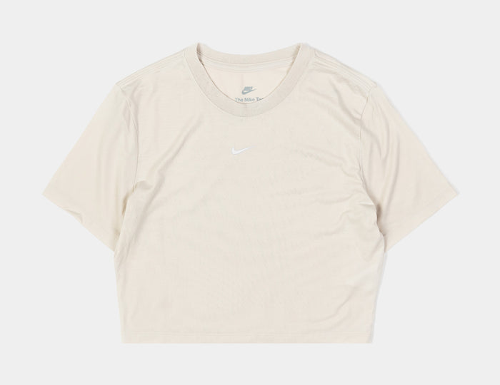 NSW Essential Slim Crop Womens Short Sleeve Shirt (Beige/White)