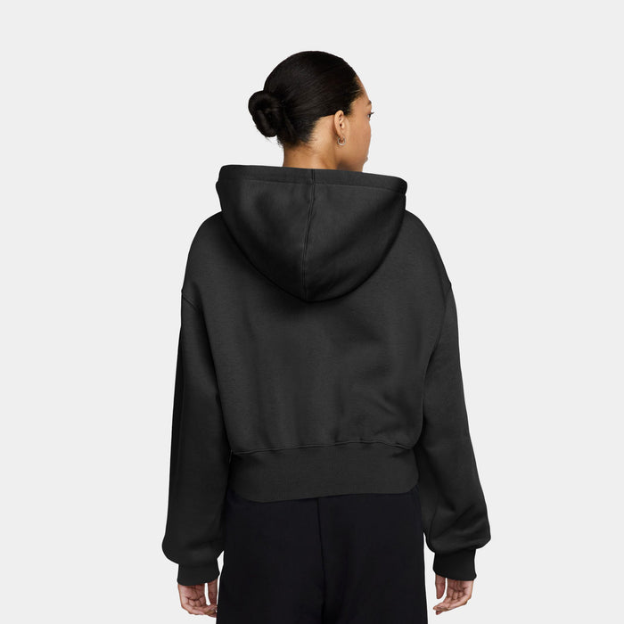 NSW Phoenix Fleece Loose Cropped Full Zip Womens Hoodie (Black/Beige)