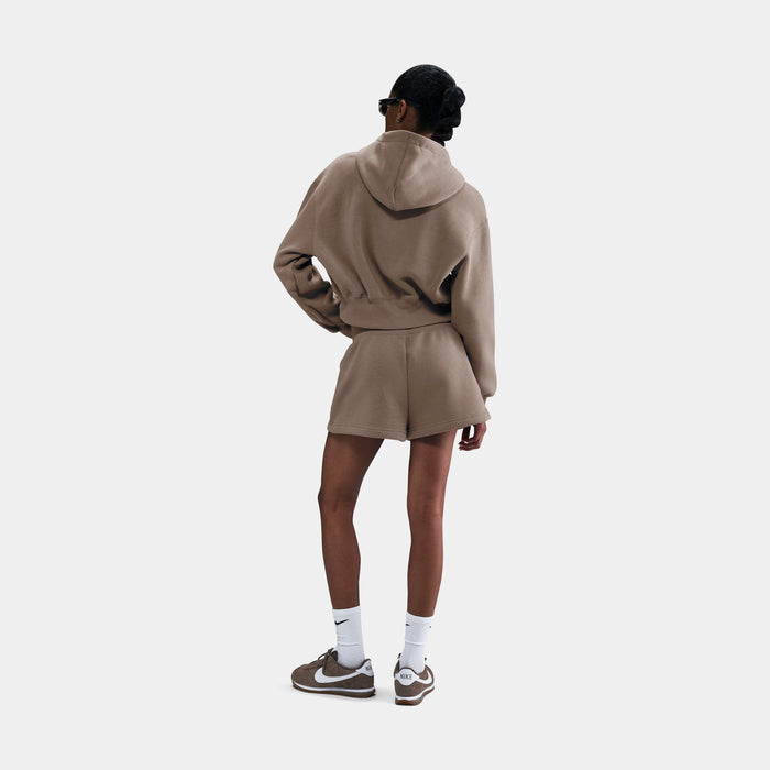 NSW Phoenix Fleece Loose Cropped Full Zip Womens Hoodie (Brown/Beige)