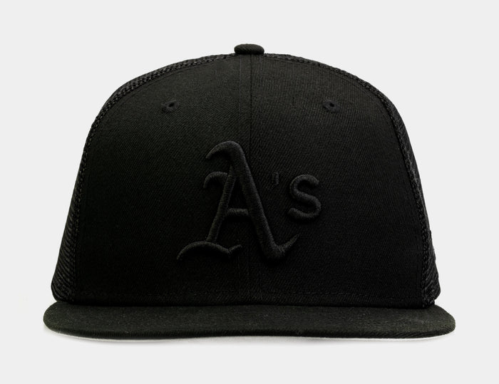 Oakland A's Blackout 9Fifty Trucker Mens Hat (Black)