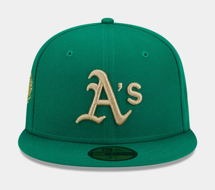 Oakland Athletics Laurel Side Patch 59FIFTY Mens Hat (Green)