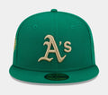 Oakland Athletics Laurel Side Patch 59FIFTY Mens Hat (Green)