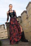 Elder Scrolls fashion maxi skirt inspired by Oblivion realms with Daedric symbols and flowing mesh silhouette