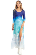 ocean waves 34 sleeve split maxi dress