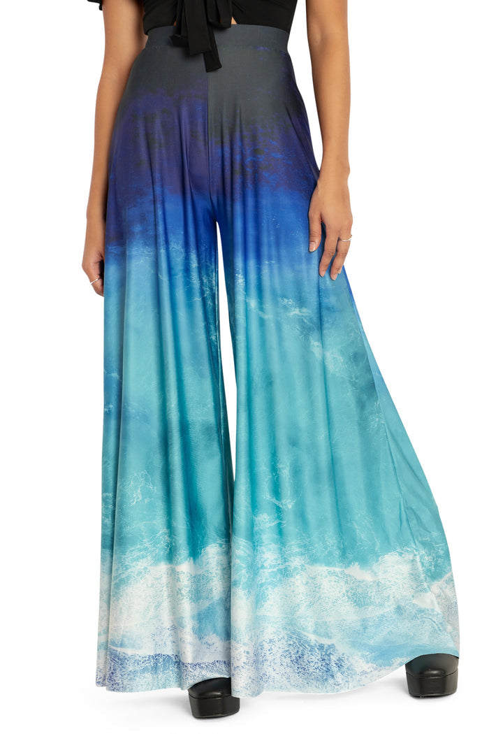 BlackMilk Clothing - Ocean Waves Palazzo Pants