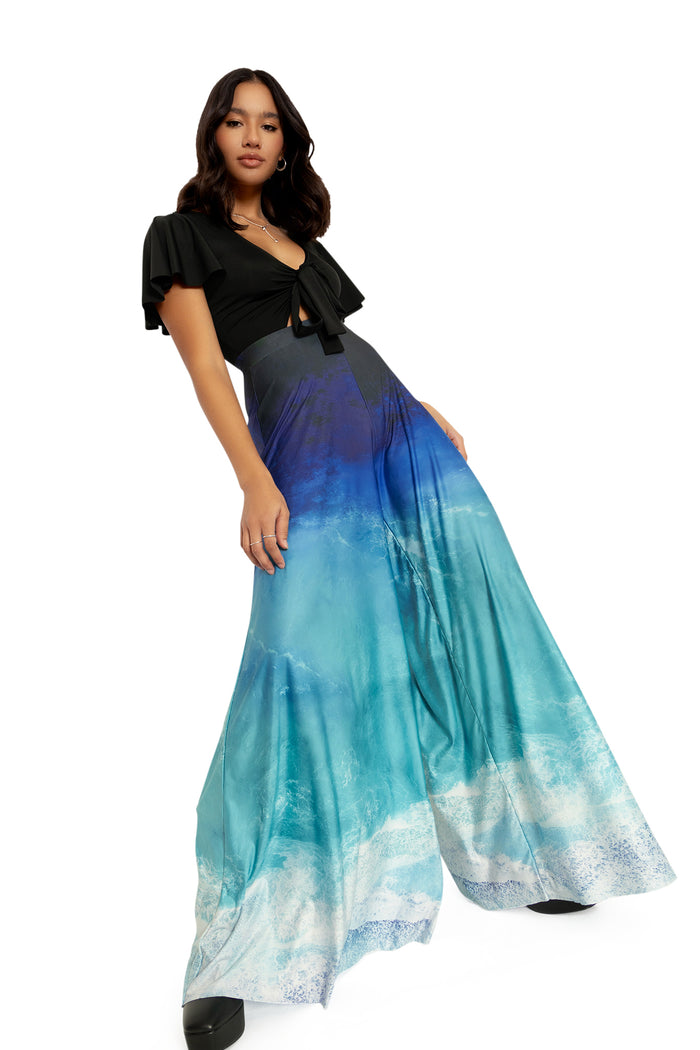 BlackMilk Clothing - Ocean Waves Palazzo Pants