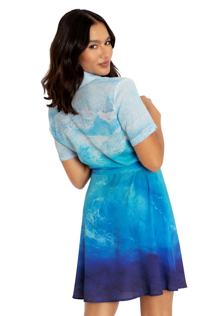 BlackMilk Clothing - Ocean Waves Shirt Dress