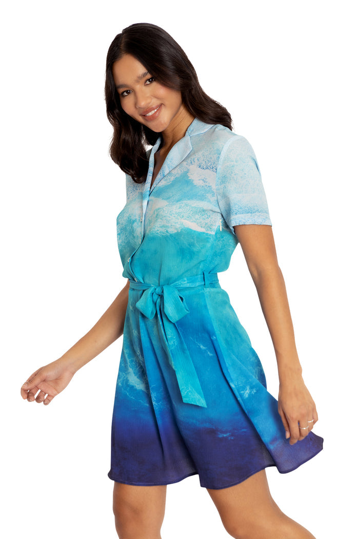 BlackMilk Clothing - Ocean Waves Shirt Dress