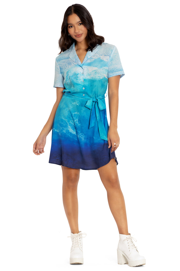 BlackMilk Clothing - Ocean Waves Shirt Dress