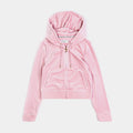 OG Bling Velour Full Zip Womens Hoodie (Pink/Gold)